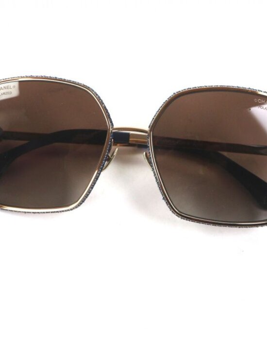 Chanel Denim CC Logo Contrast Sunglasses Gold Blue main image 8